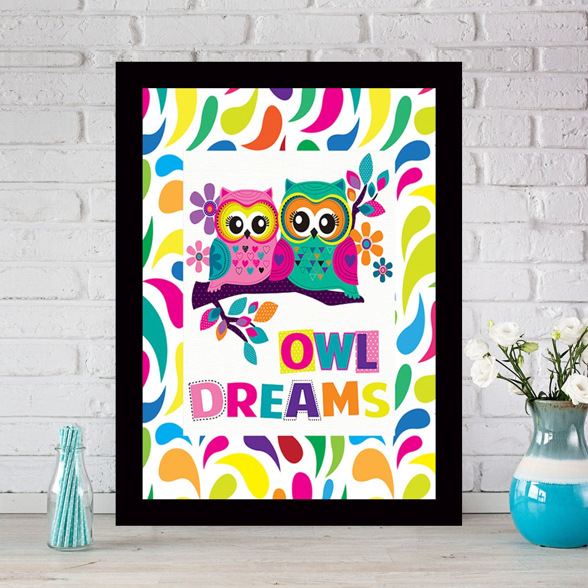 Quadro Decorativo MDF Emoldurado - Arte Multicolor 24x29cm com Moldura de Madeira 2cm