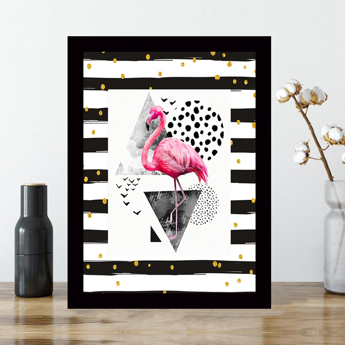 Quadro Decorativo MDF Emoldurado - Arte Multicolor 24x29cm com Moldura de Madeira 2cm