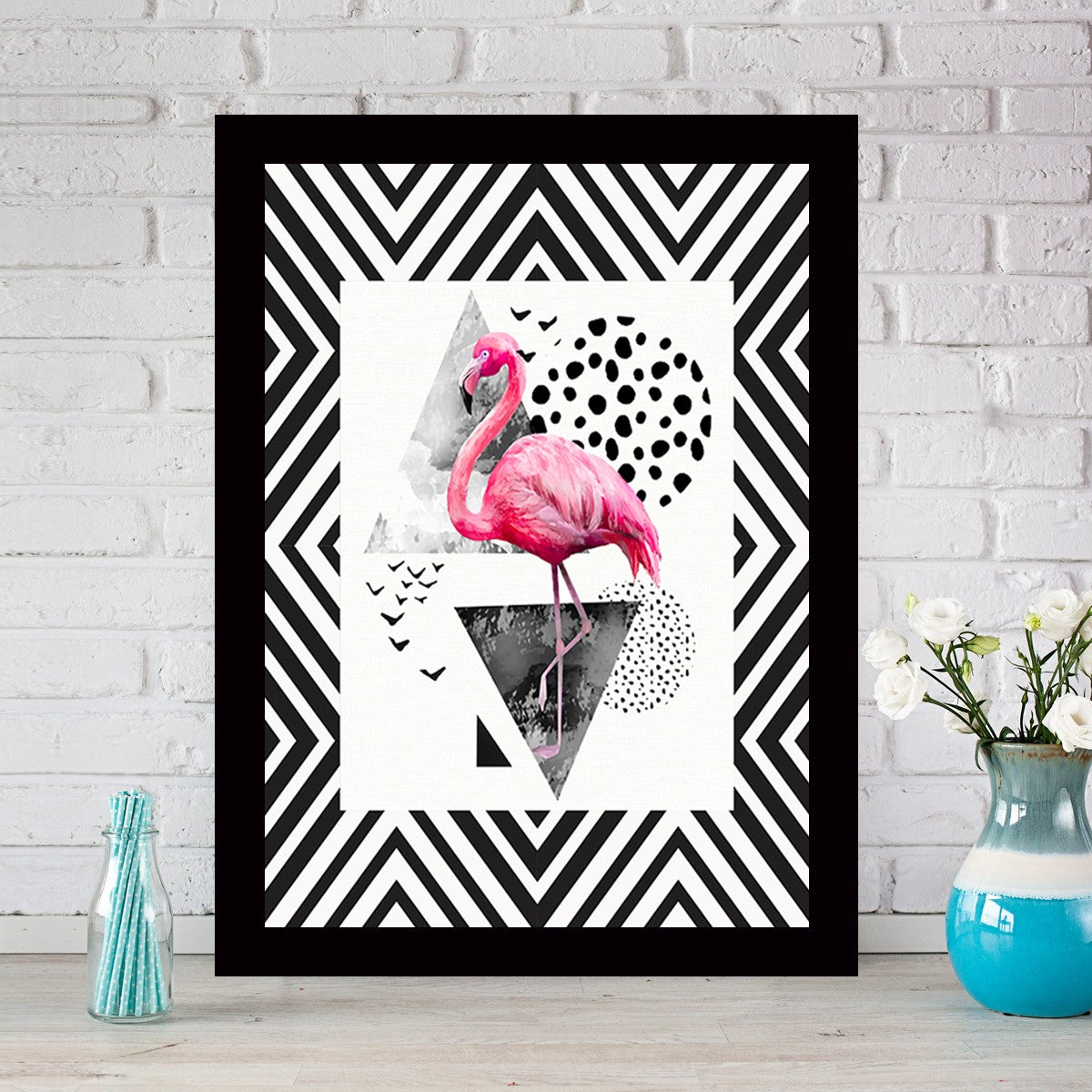 Quadro Decorativo MDF Emoldurado - Arte Multicolor 24x29cm com Moldura de Madeira 2cm