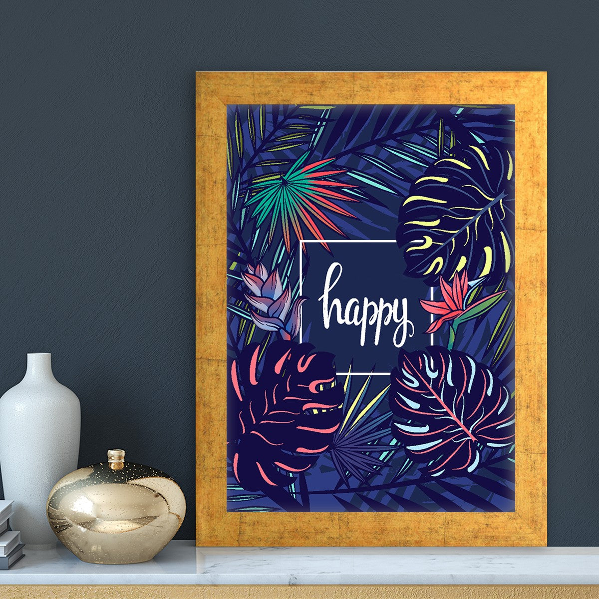 Quadro Decorativo MDF Emoldurado - Arte Multicolor 24x29cm com Moldura de Madeira 2cm