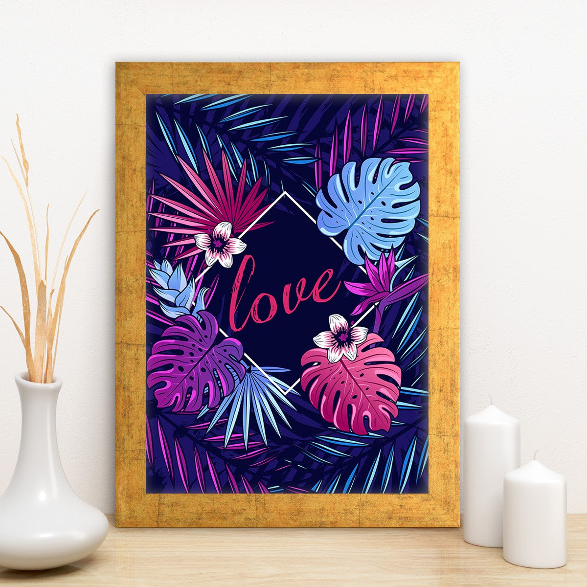 Quadro Decorativo MDF Emoldurado - Arte Multicolor 24x29cm com Moldura de Madeira 2cm