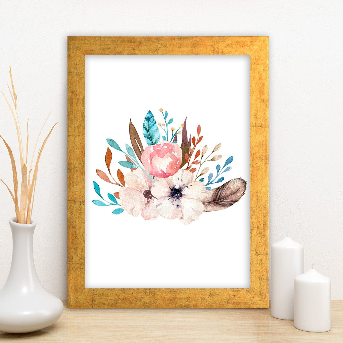 Quadro Decorativo MDF Emoldurado - Arte Multicolor 24x29cm com Moldura de Madeira 2cm