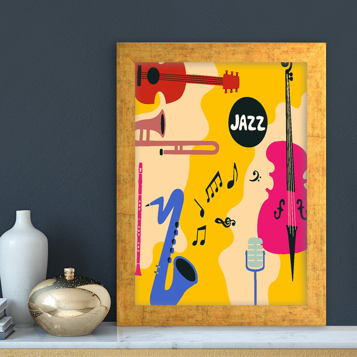 Quadro Decorativo MDF Emoldurado - Arte Multicolor 24x29cm com Moldura de Madeira 2cm