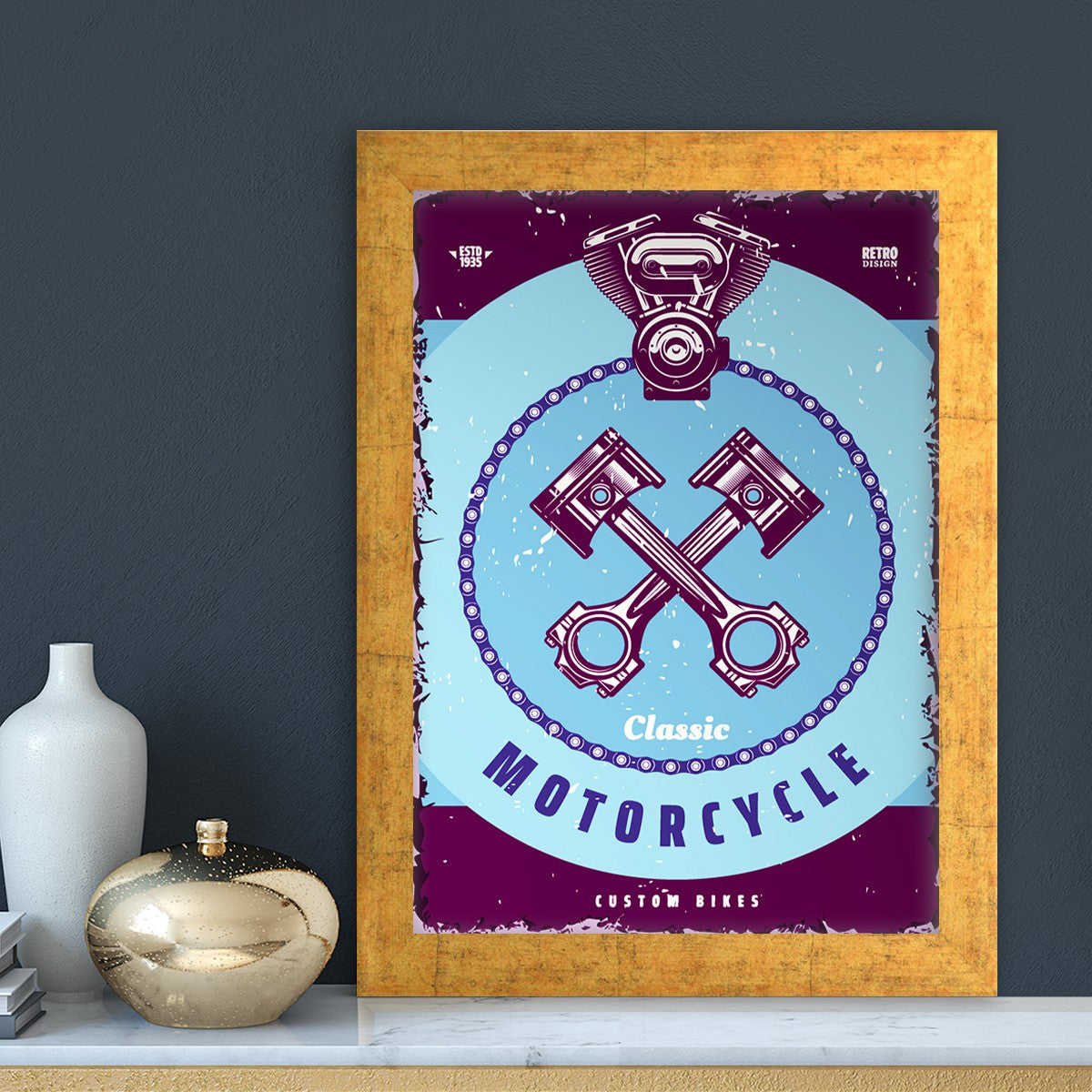 Quadro Decorativo MDF Emoldurado - Arte Multicolor 24x29cm com Moldura de Madeira 2cm