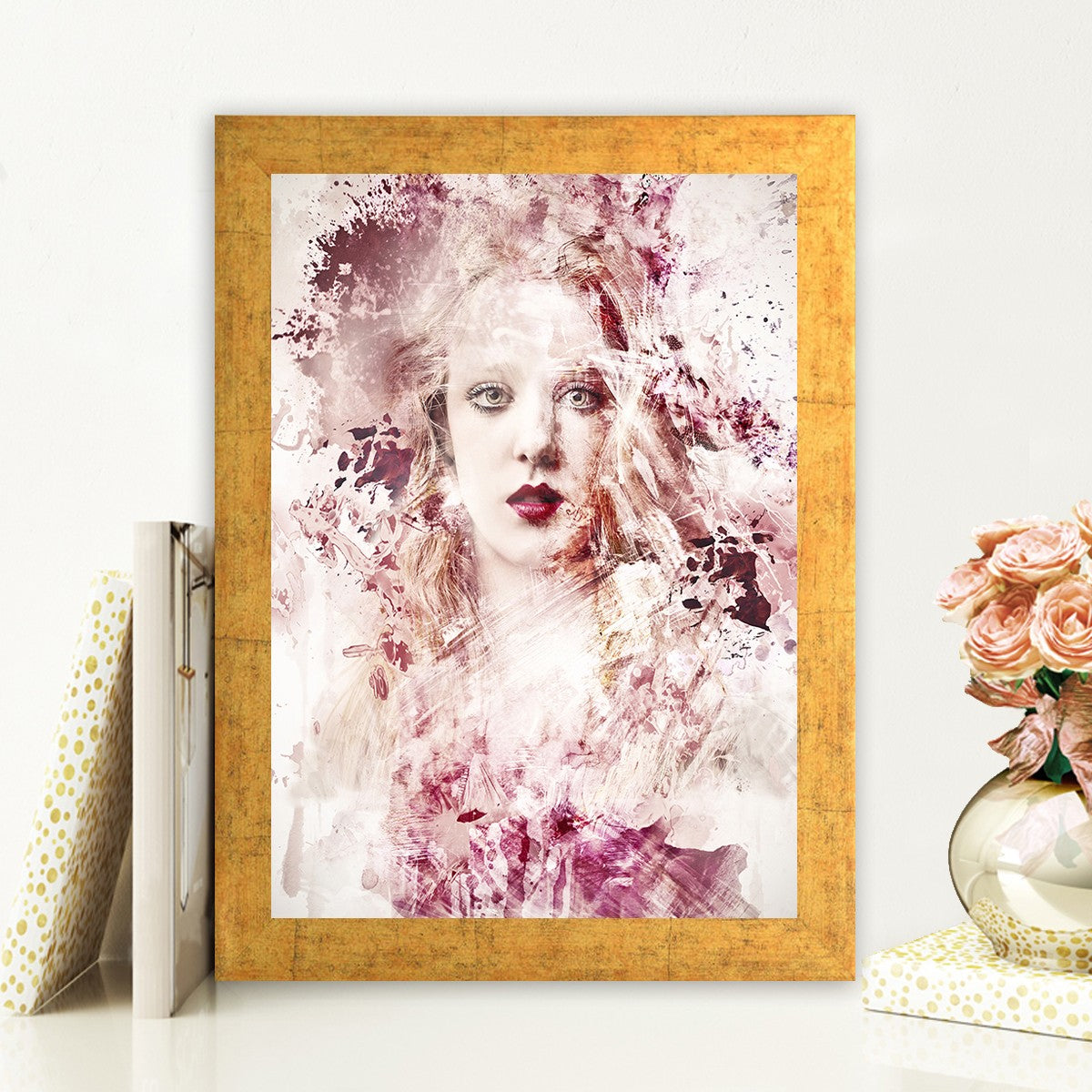 Quadro Decorativo MDF Emoldurado - Arte Multicolor 24x29cm com Moldura de Madeira 2cm