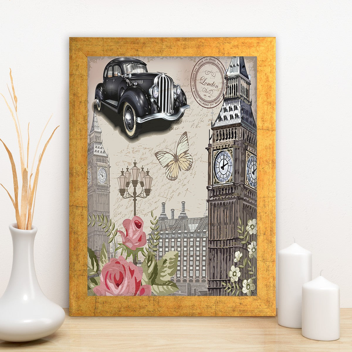 Quadro Decorativo MDF Emoldurado - Arte Multicolor 24x29cm com Moldura de Madeira 2cm