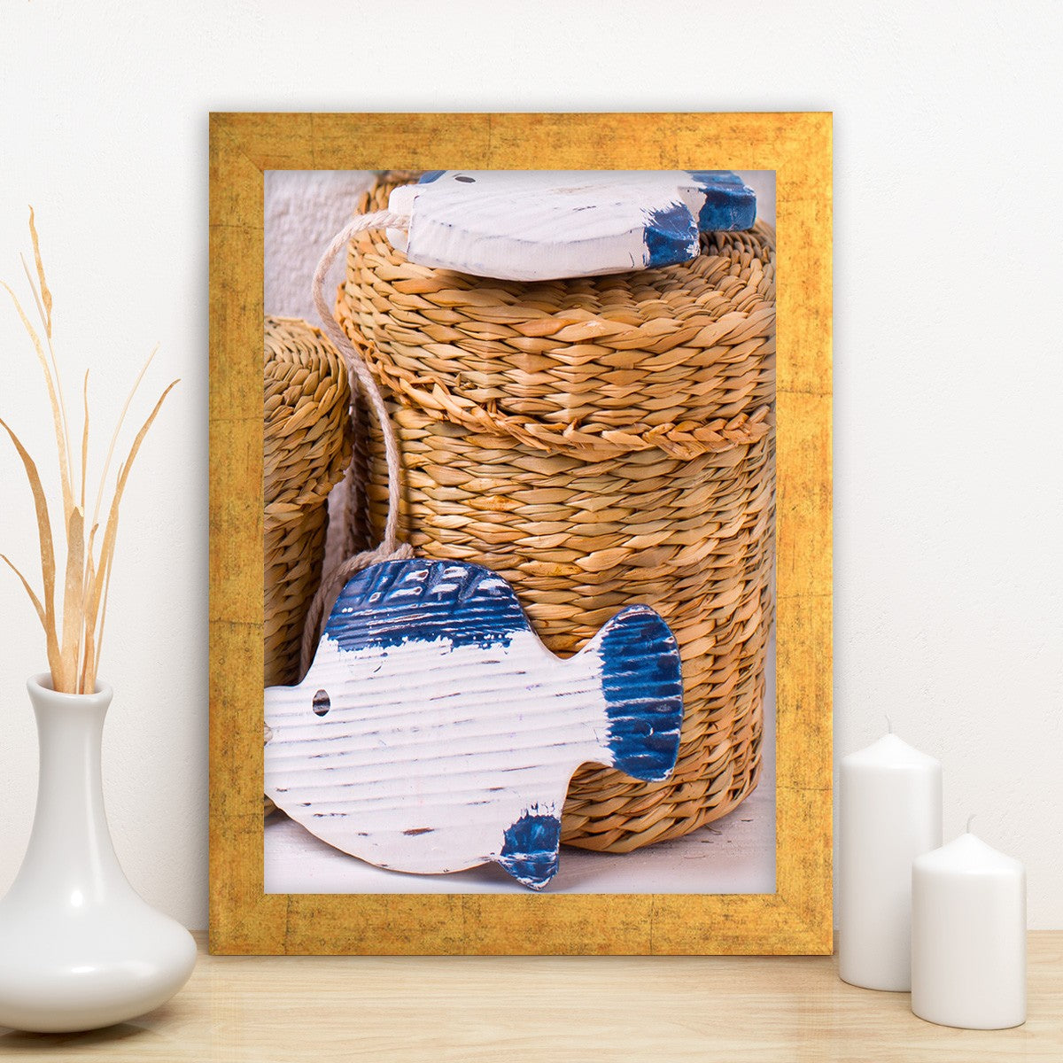 Quadro Decorativo MDF Emoldurado - Arte Multicolor 24x29cm com Moldura de Madeira 2cm