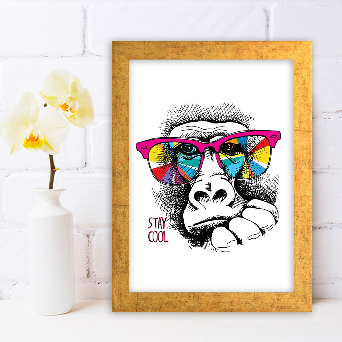 Quadro Decorativo MDF Emoldurado - Arte Multicolor 24x29cm com Moldura de Madeira 2cm