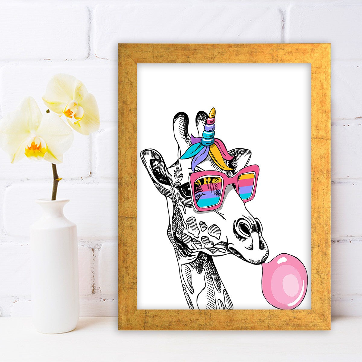 Quadro Decorativo MDF Emoldurado - Arte Multicolor 24x29cm com Moldura de Madeira 2cm