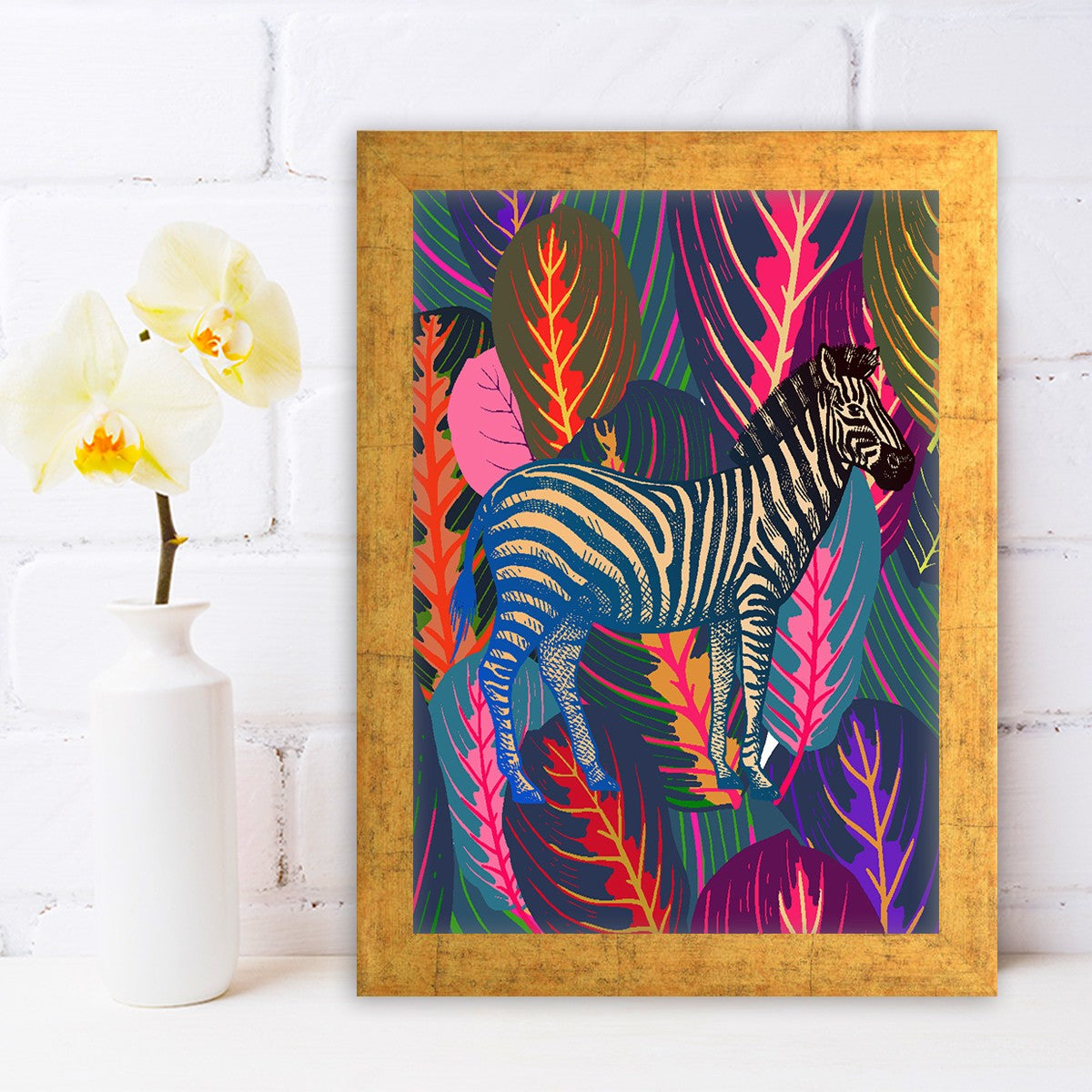 Quadro Decorativo MDF Emoldurado - Arte Multicolor 24x29cm com Moldura de Madeira 2cm