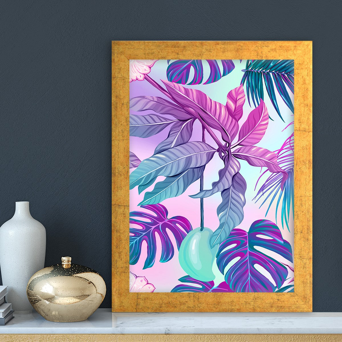 Quadro Decorativo MDF Emoldurado - Arte Multicolor 24x29cm com Moldura de Madeira 2cm