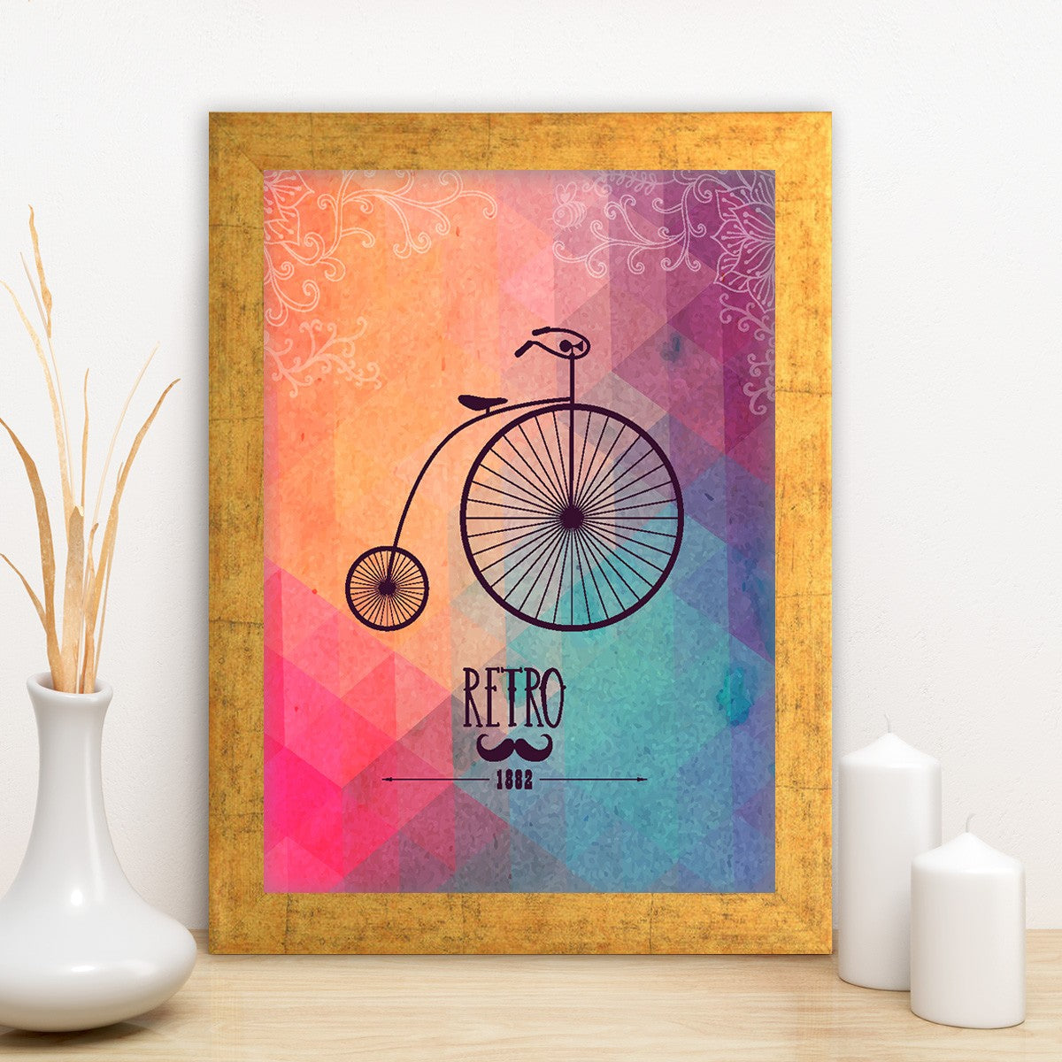 Quadro Decorativo MDF Emoldurado - Arte Multicolor 24x29cm com Moldura de Madeira 2cm