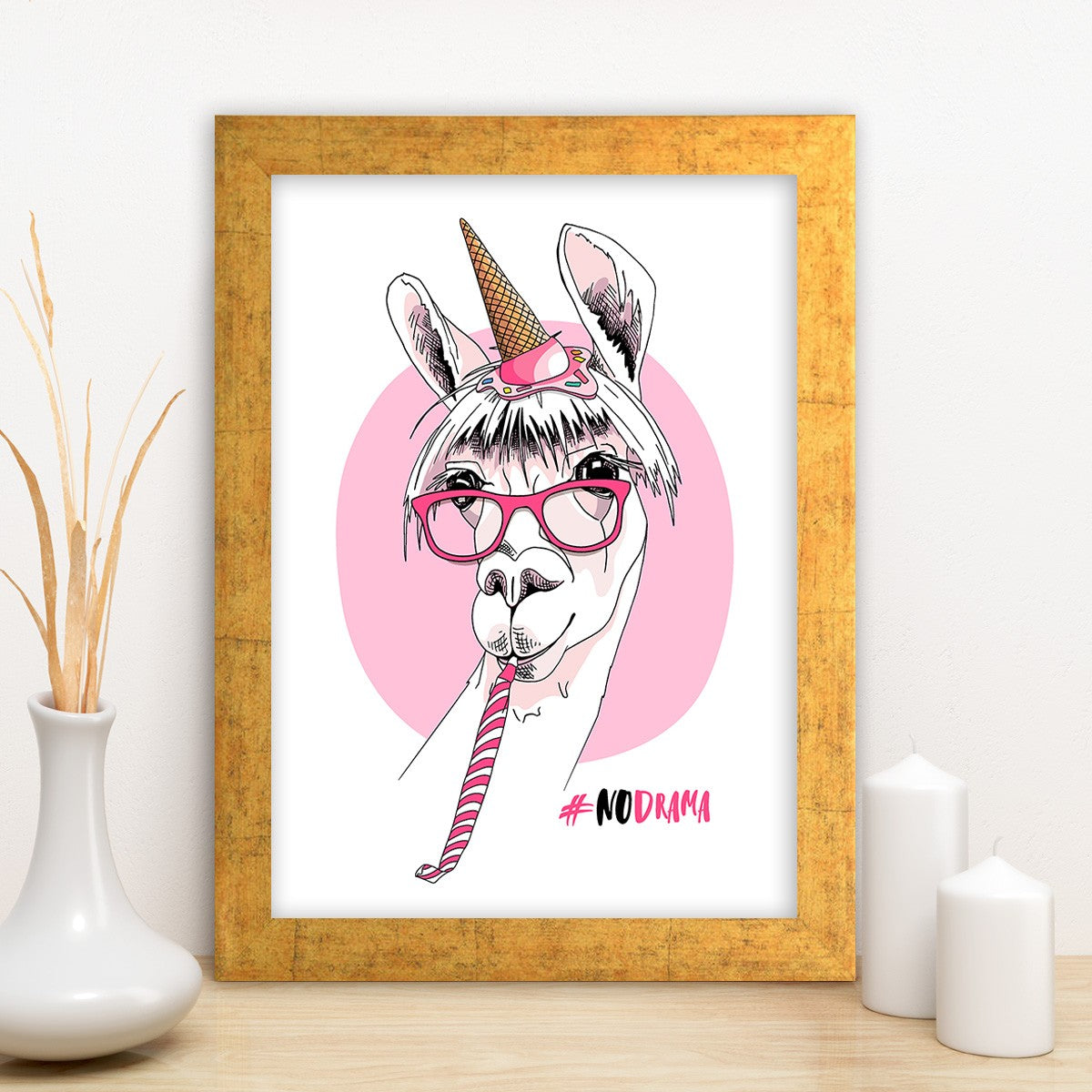 Quadro Decorativo MDF Emoldurado - Arte Multicolor 24x29cm com Moldura de Madeira 2cm