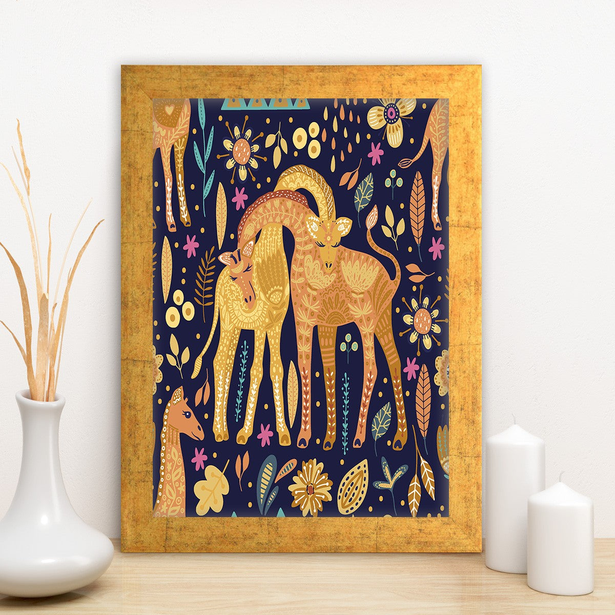 Quadro Decorativo MDF Emoldurado - Arte Multicolor 24x29cm com Moldura de Madeira 2cm