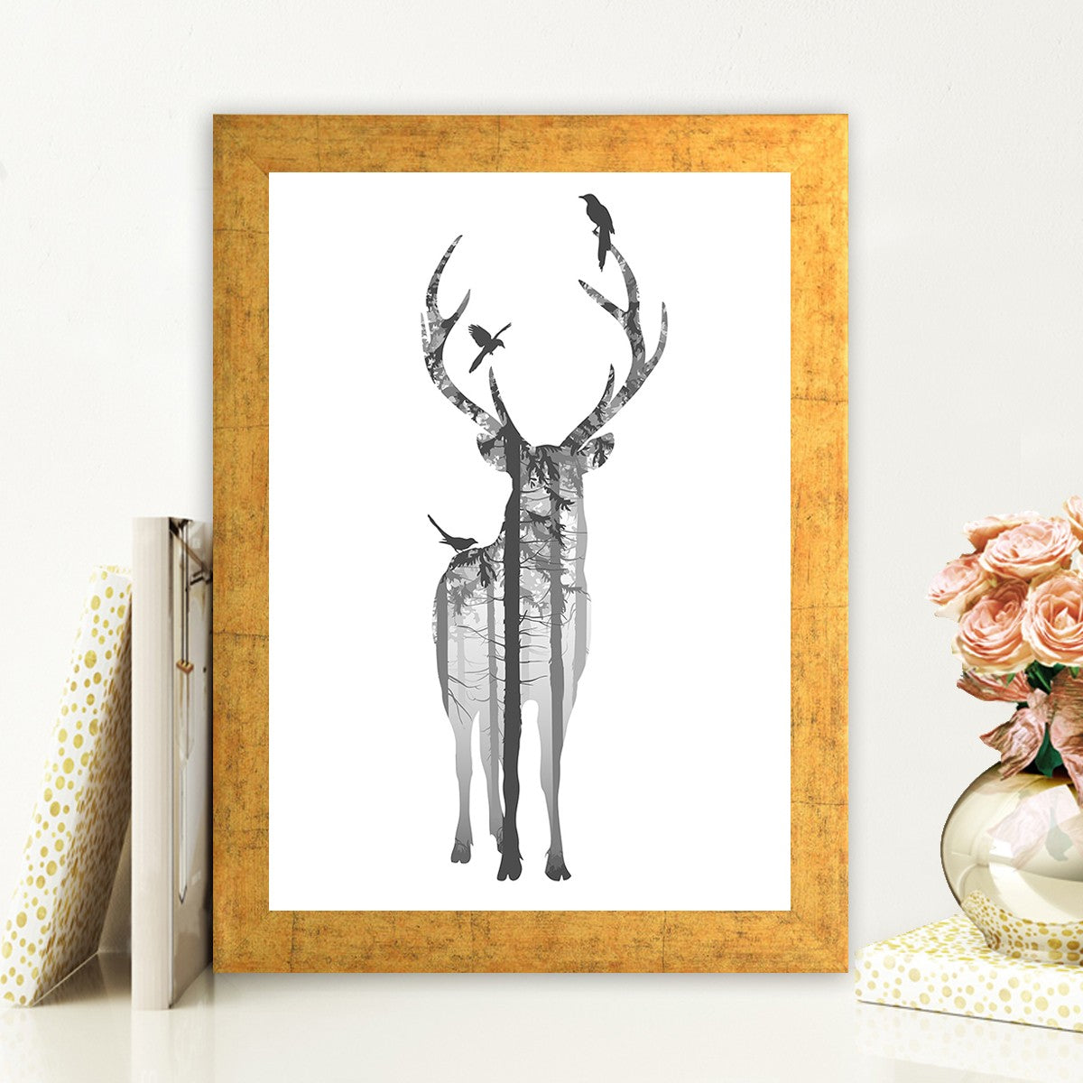 Quadro Decorativo MDF Emoldurado - Arte Multicolor 24x29cm com Moldura de Madeira 2cm