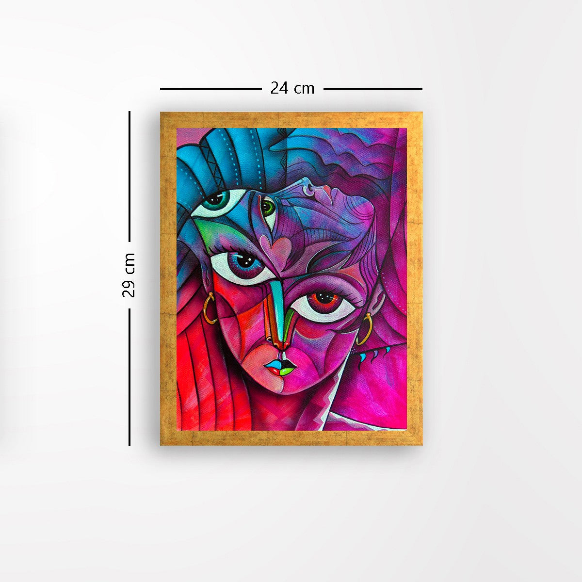 Quadro Decorativo MDF Emoldurado - Arte Multicolor 24x29cm com Moldura de Madeira 2cm