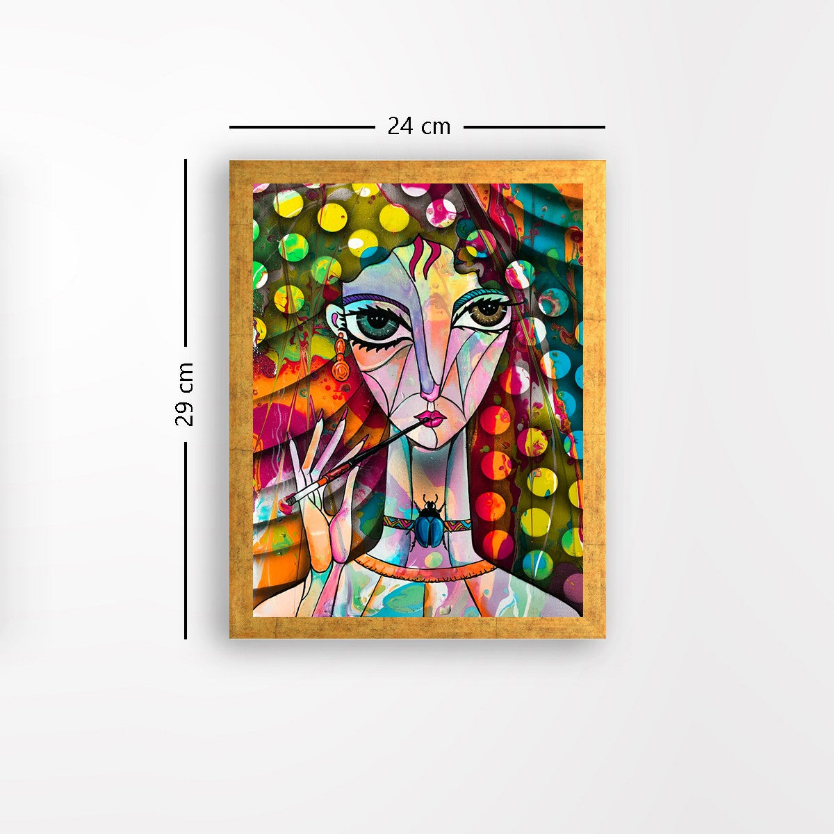 Quadro Decorativo MDF Emoldurado - Arte Multicolor 24x29cm com Moldura de Madeira 2cm