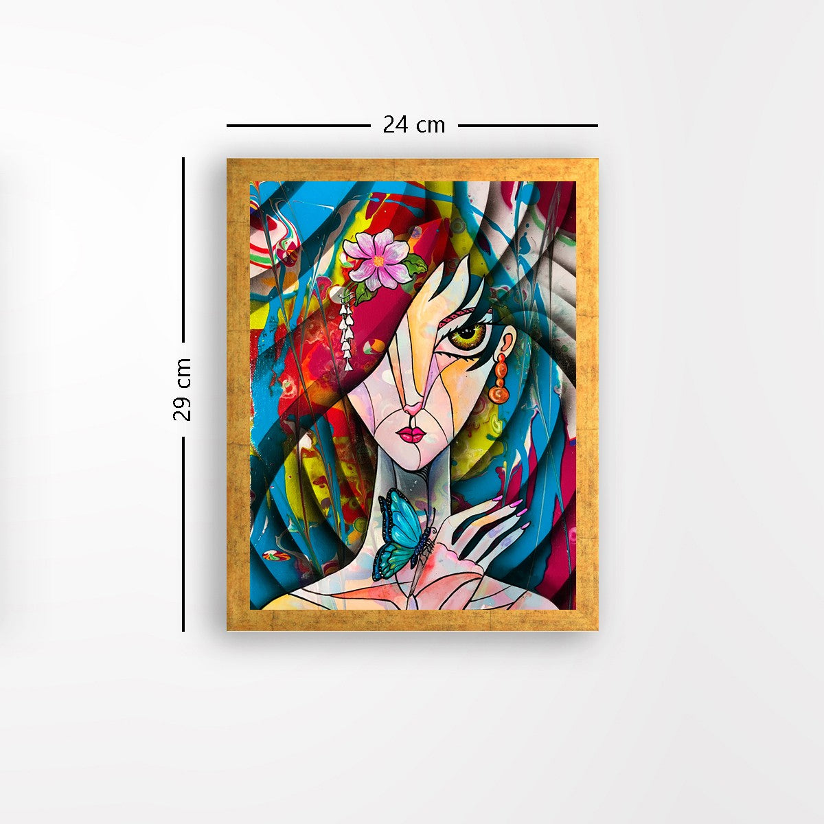 Quadro Decorativo MDF Emoldurado - Arte Multicolor 24x29cm com Moldura de Madeira 2cm