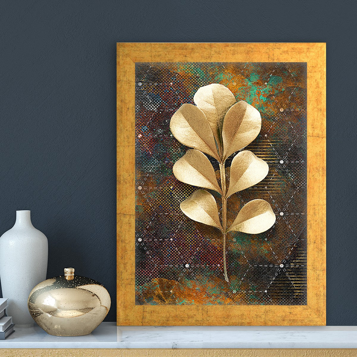 Quadro Decorativo MDF Emoldurado - Arte Multicolor 24x29cm com Moldura de Madeira 2cm