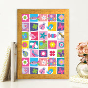 Quadro Decorativo MDF Emoldurado - Arte Multicolor 24x29cm com Moldura de Madeira 2cm