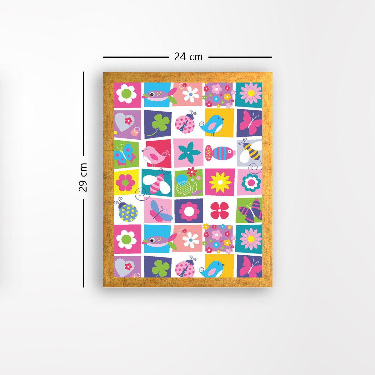 Quadro Decorativo MDF Emoldurado - Arte Multicolor 24x29cm com Moldura de Madeira 2cm