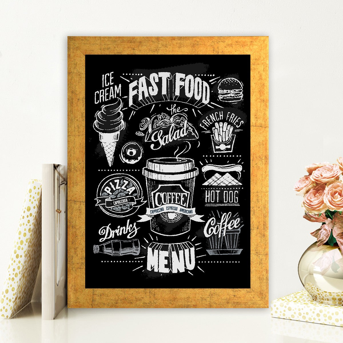 Quadro Decorativo MDF Emoldurado - Arte Multicolor 24x29cm com Moldura de Madeira 2cm