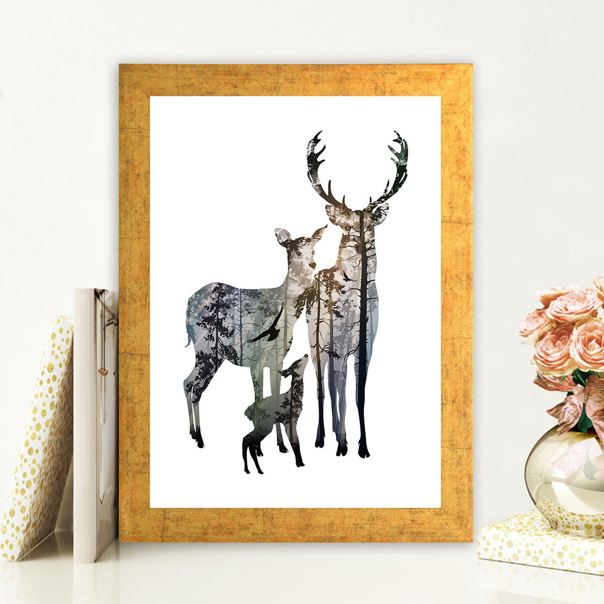 Quadro Decorativo MDF Emoldurado - Arte Multicolor 24x29cm com Moldura de Madeira 2cm