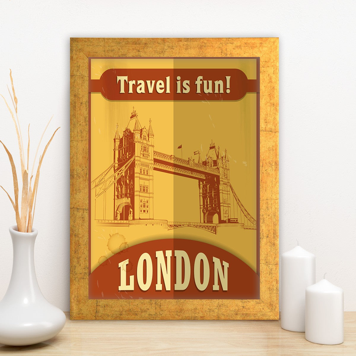 Quadro Decorativo MDF Emoldurado - Arte Multicolor 24x29cm com Moldura de Madeira 2cm