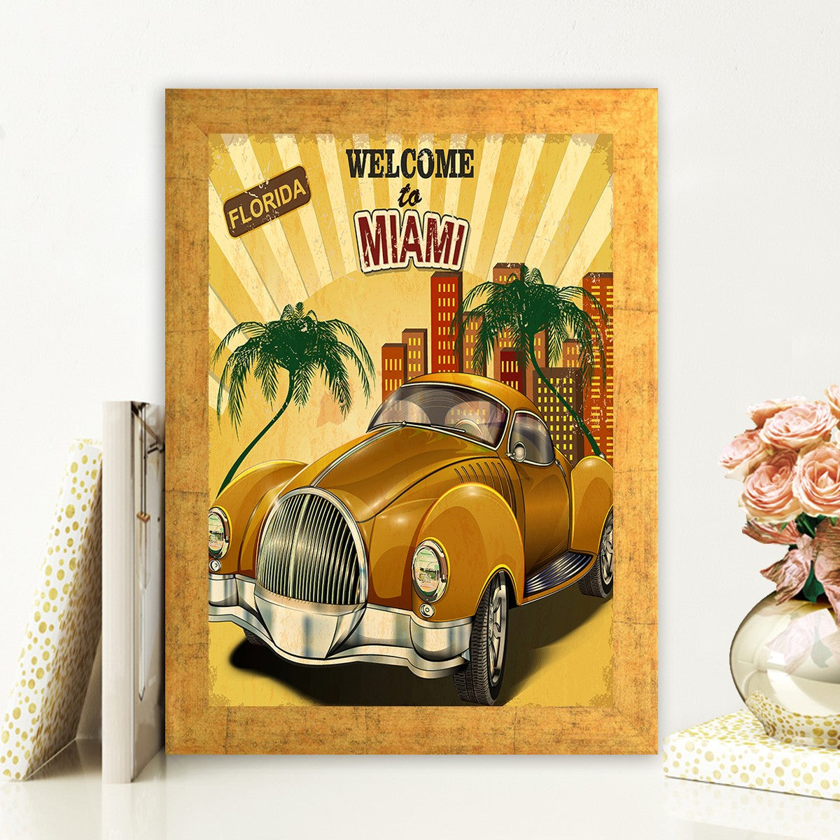 Quadro Decorativo MDF Emoldurado - Arte Multicolor 24x29cm com Moldura de Madeira 2cm