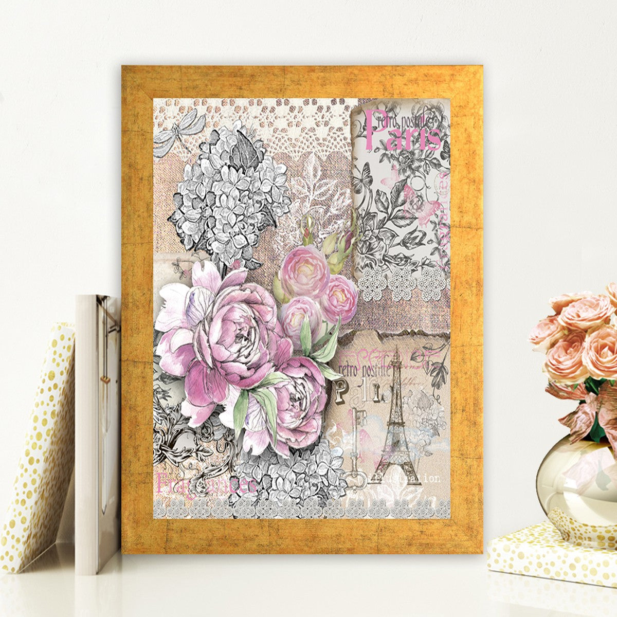 Quadro Decorativo MDF Emoldurado - Arte Multicolor 24x29cm com Moldura de Madeira 2cm