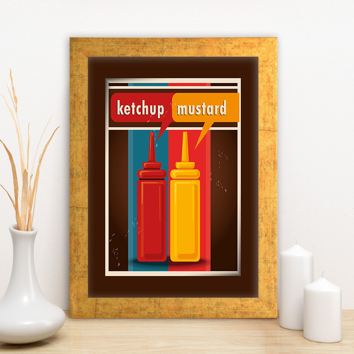 Quadro Decorativo MDF Emoldurado - Arte Multicolor 24x29cm com Moldura de Madeira 2cm