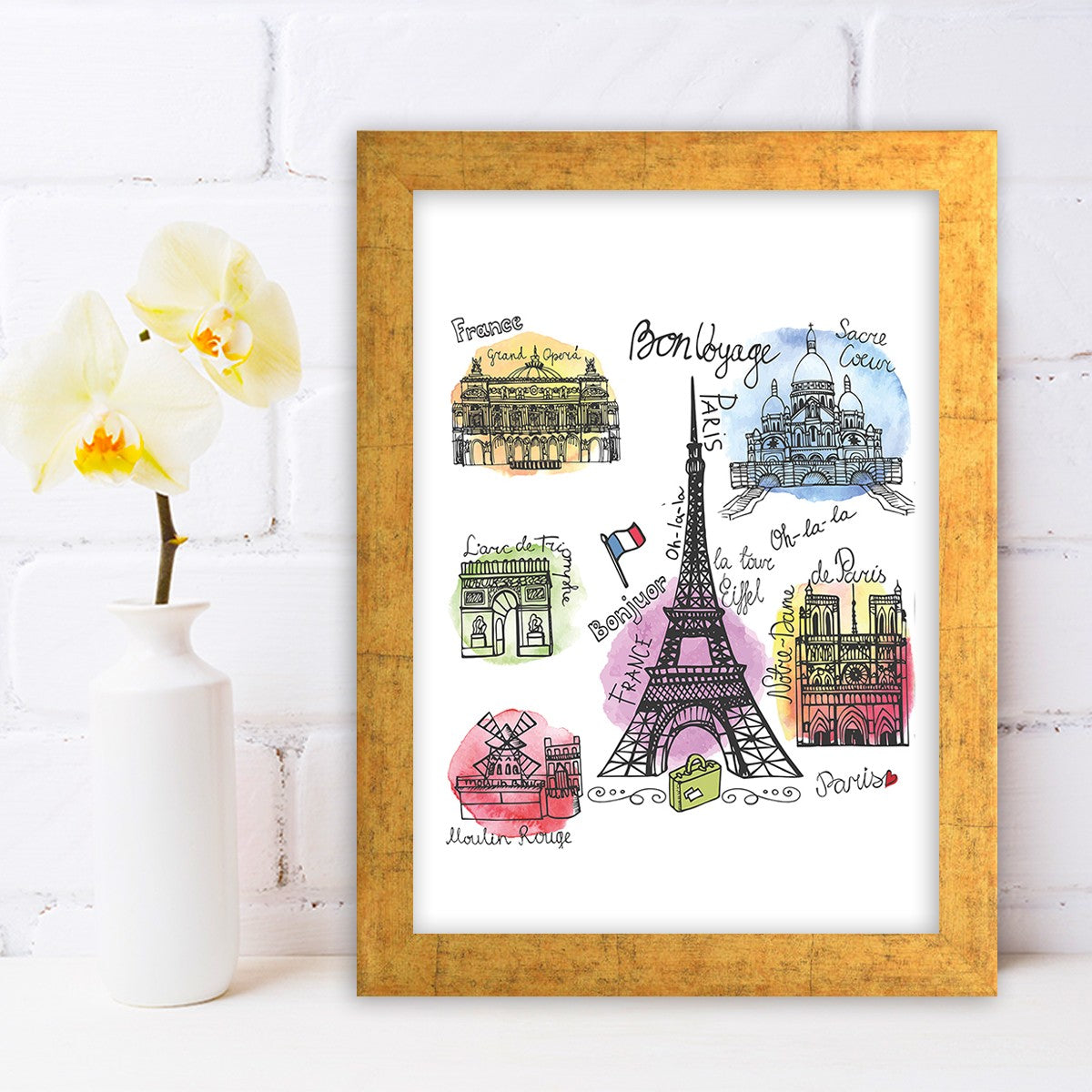 Quadro Decorativo MDF Emoldurado - Arte Multicolor 24x29cm com Moldura de Madeira 2cm