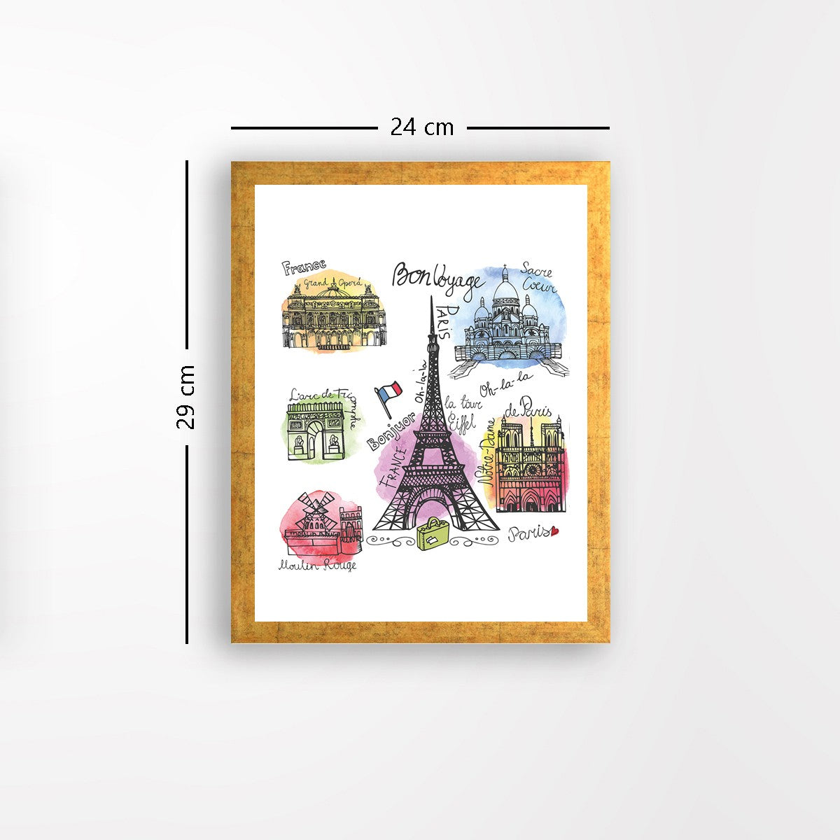 Quadro Decorativo MDF Emoldurado - Arte Multicolor 24x29cm com Moldura de Madeira 2cm