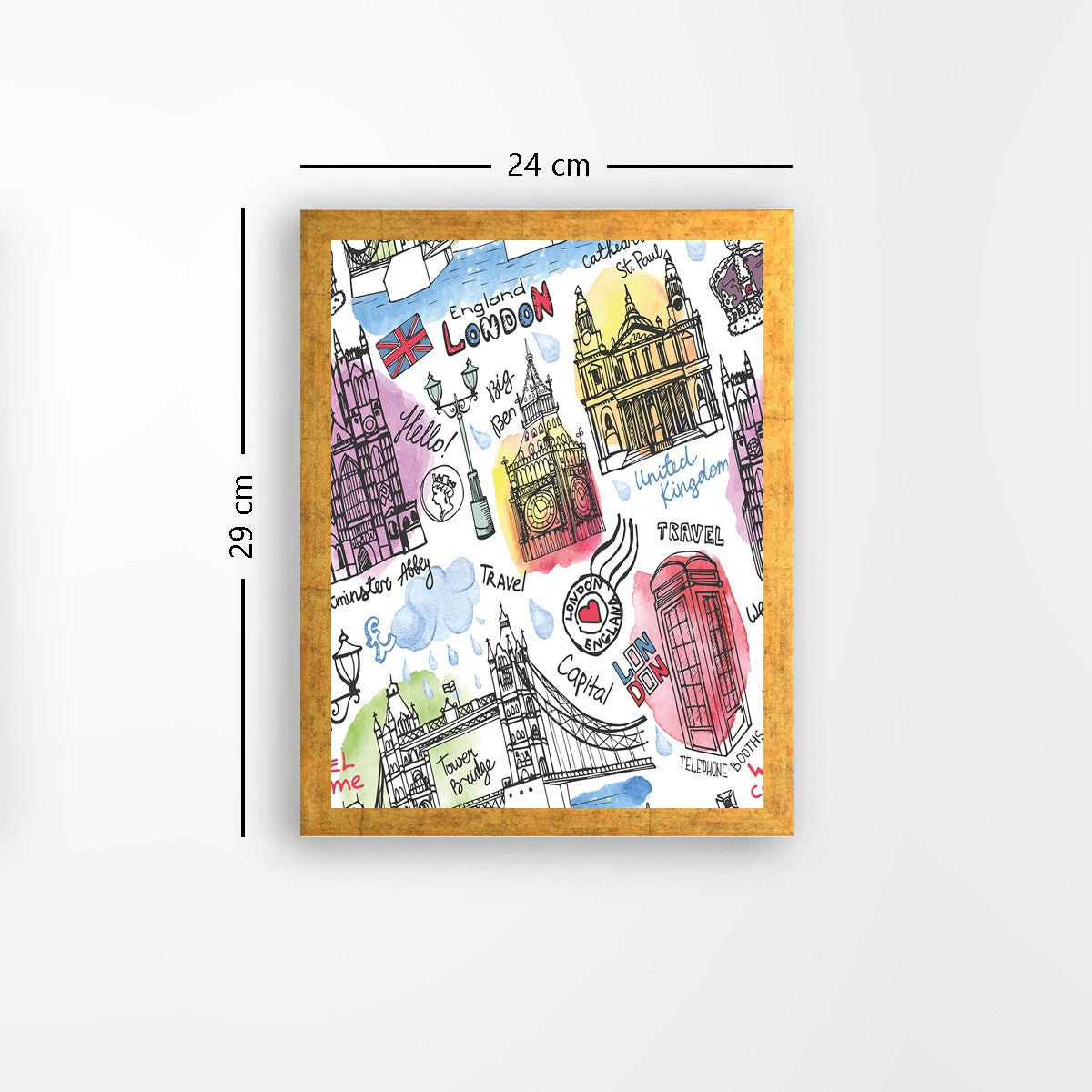 Quadro Decorativo MDF Emoldurado - Arte Multicolor 24x29cm com Moldura de Madeira 2cm