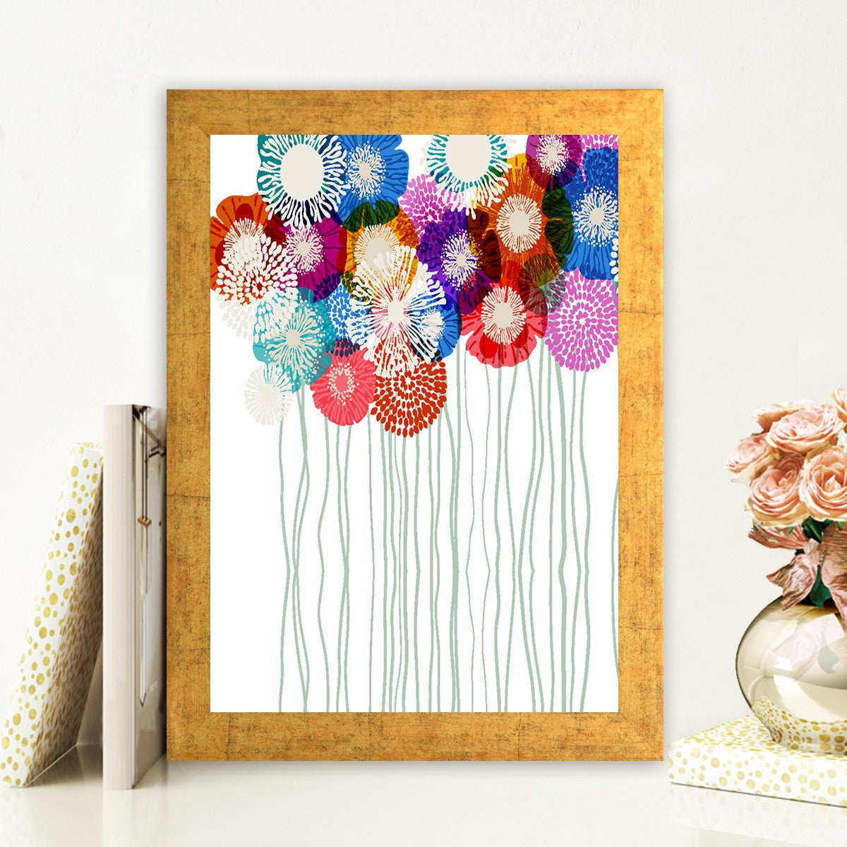 Quadro Decorativo MDF Emoldurado - Arte Multicolor 24x29cm com Moldura de Madeira 2cm