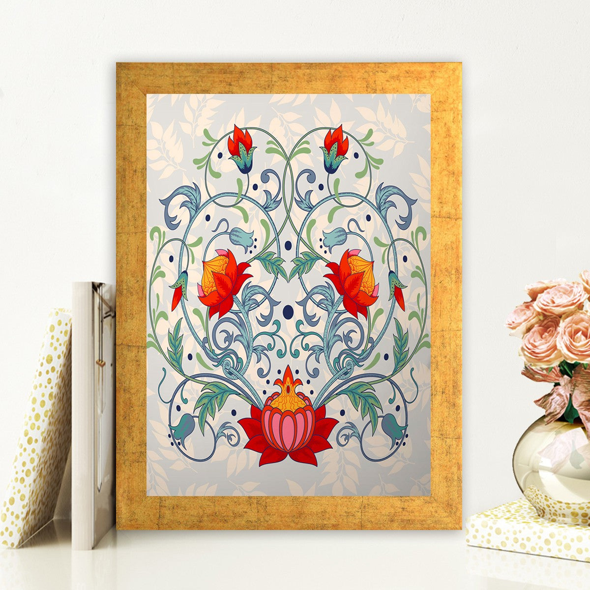 Quadro Decorativo MDF Emoldurado - Arte Multicolor 24x29cm com Moldura de Madeira 2cm