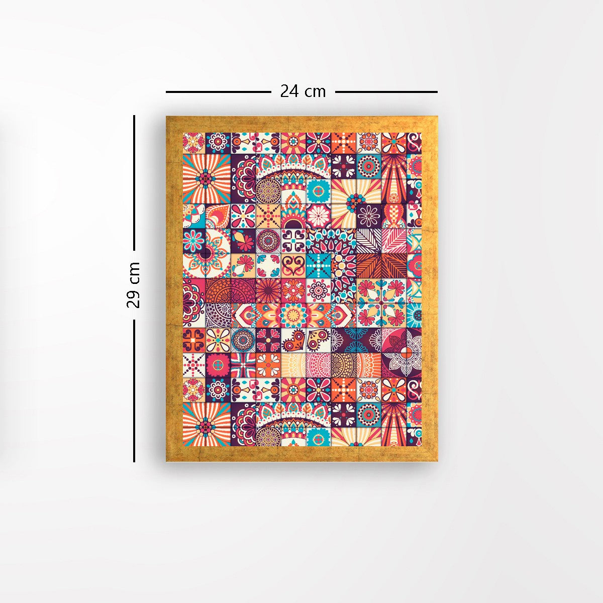 Quadro Decorativo MDF Emoldurado - Arte Multicolor 24x29cm com Moldura de Madeira 2cm