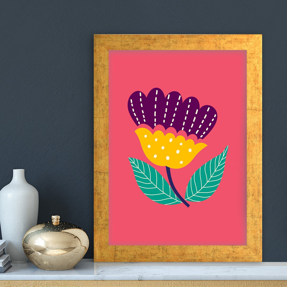 Quadro Decorativo MDF Emoldurado - Arte Multicolor 24x29cm com Moldura de Madeira 2cm