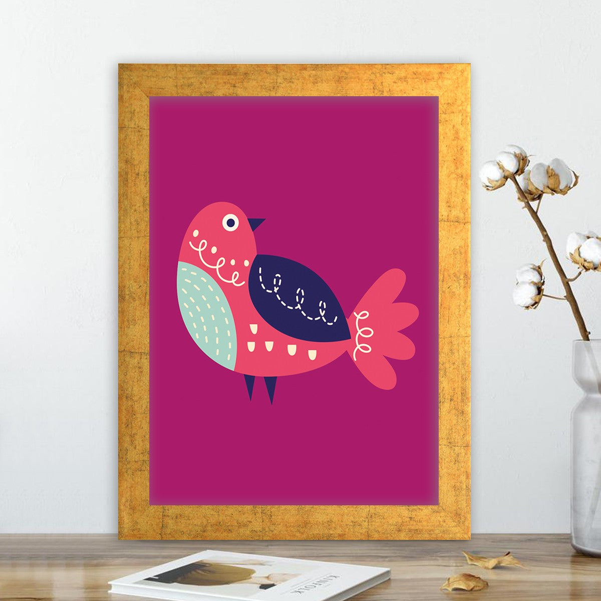 Quadro Decorativo MDF Emoldurado - Arte Multicolor 24x29cm com Moldura de Madeira 2cm