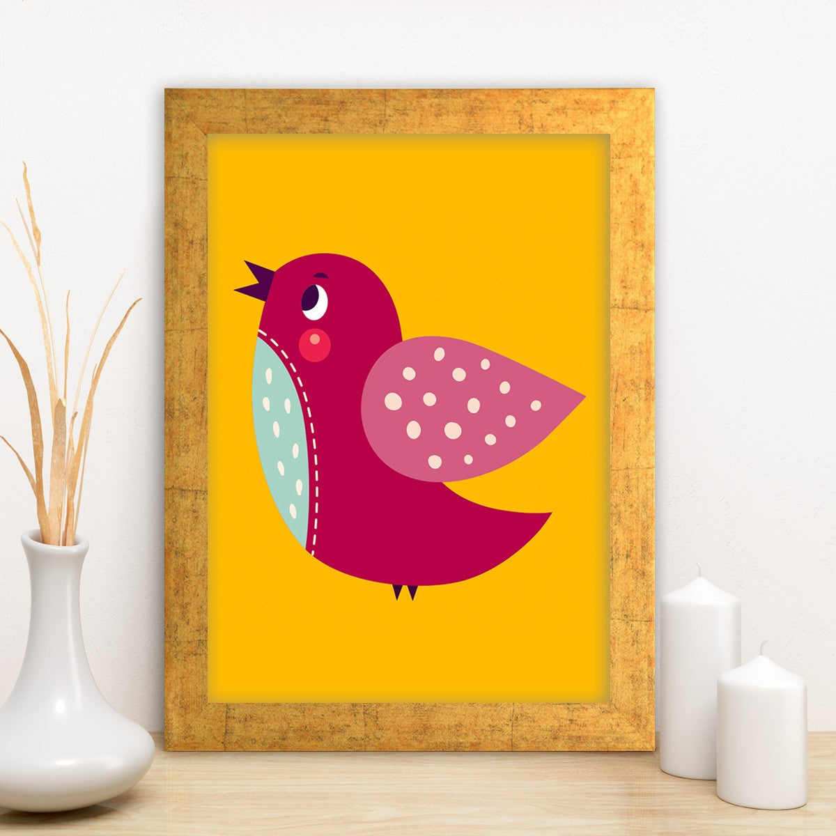 Quadro Decorativo MDF Emoldurado - Arte Multicolor 24x29cm com Moldura de Madeira 2cm