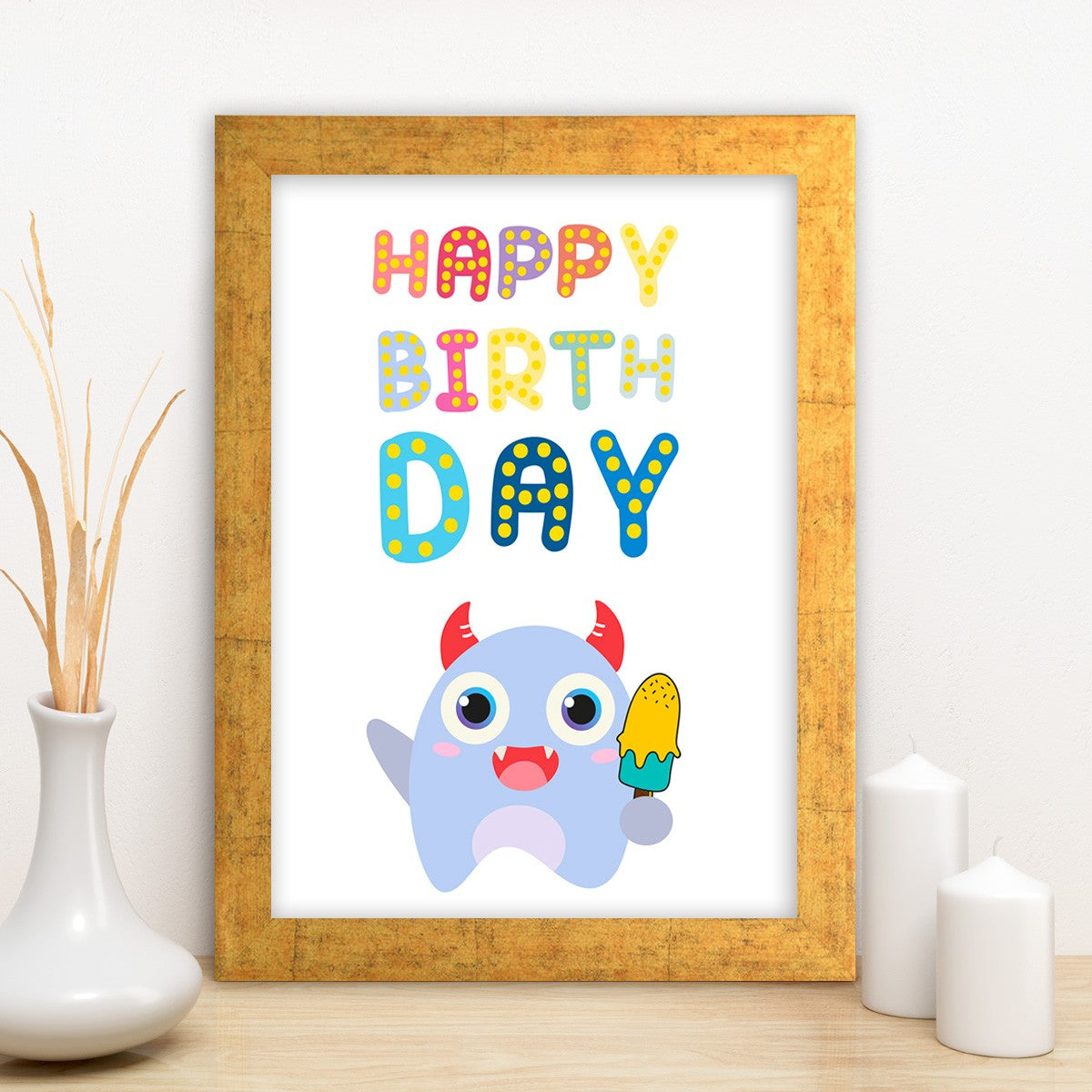 Quadro Decorativo MDF Emoldurado - Arte Multicolor 24x29cm com Moldura de Madeira 2cm