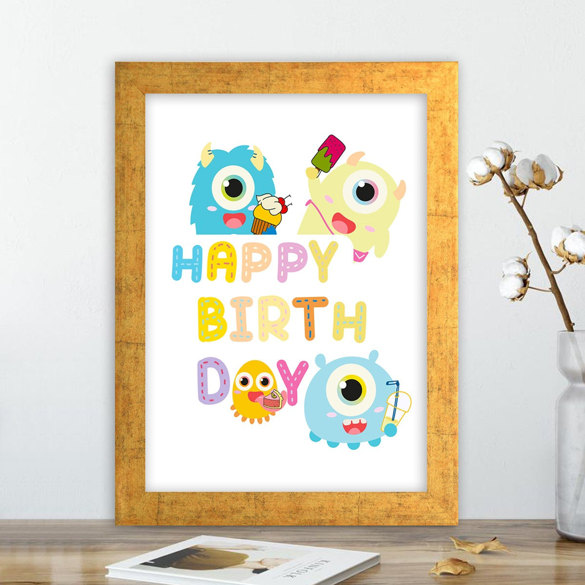 Quadro Decorativo MDF Emoldurado - Arte Multicolor 24x29cm com Moldura de Madeira 2cm