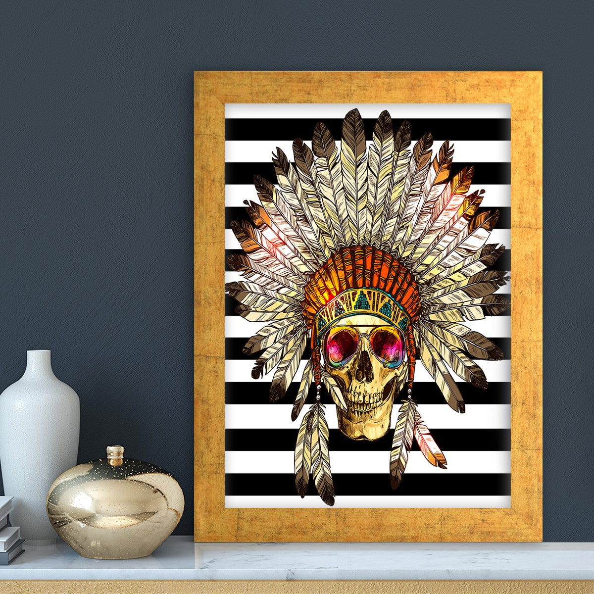 Quadro Decorativo MDF Emoldurado - Arte Multicolor 24x29cm com Moldura de Madeira 2cm