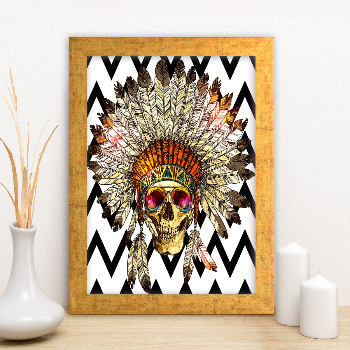 Quadro Decorativo MDF Emoldurado - Arte Multicolor 24x29cm com Moldura de Madeira 2cm