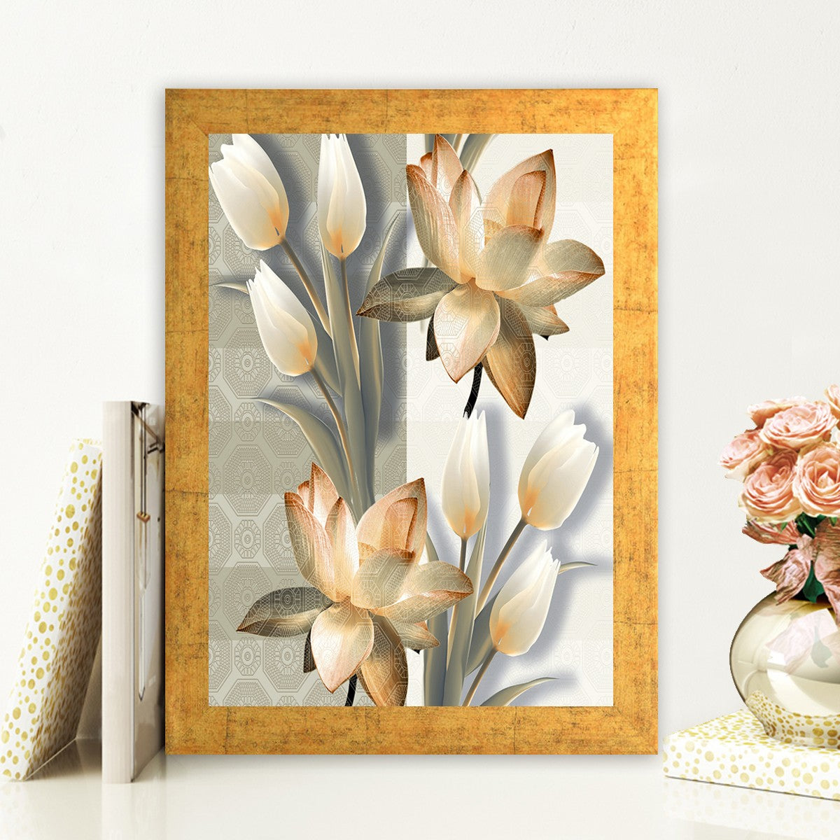 Quadro Decorativo MDF Emoldurado - Arte Multicolor 24x29cm com Moldura de Madeira 2cm