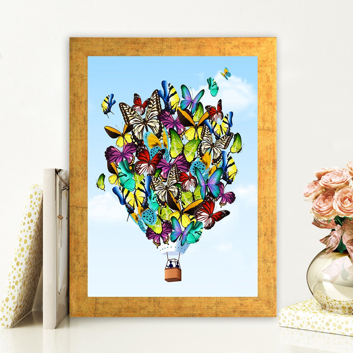 Quadro Decorativo MDF Emoldurado - Arte Multicolor 24x29cm com Moldura de Madeira 2cm