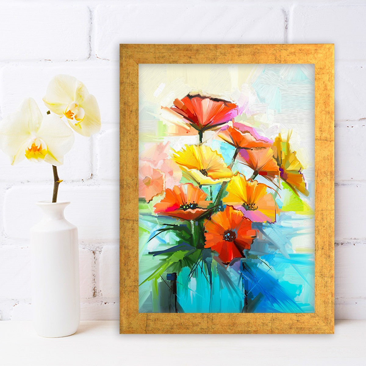 Quadro Decorativo MDF Emoldurado - Arte Multicolor 24x29cm com Moldura de Madeira 2cm