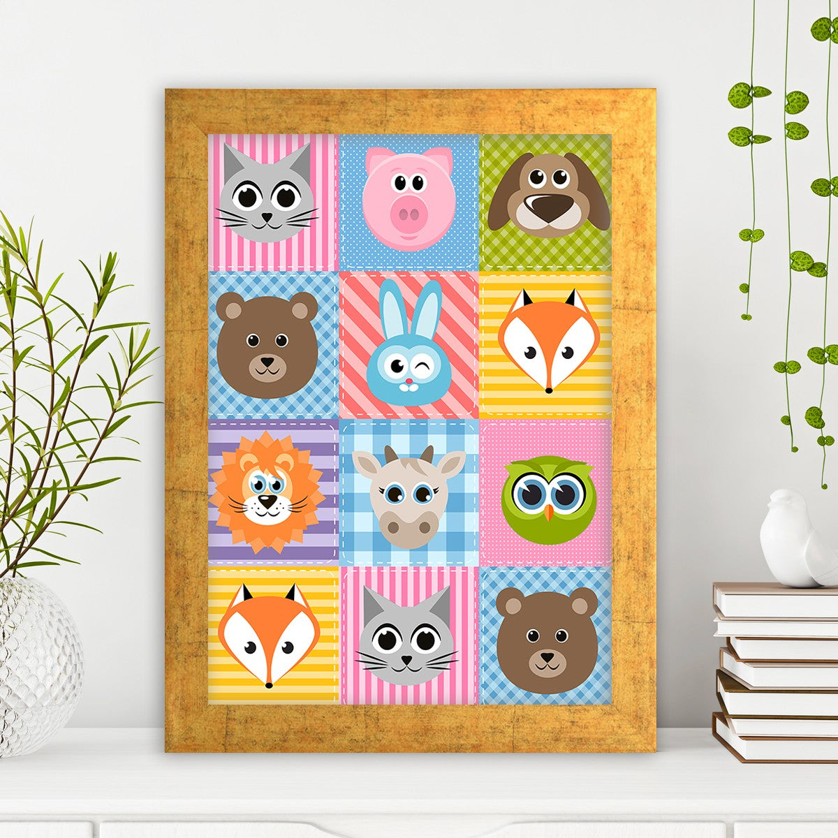 Quadro Decorativo MDF Emoldurado - Arte Multicolor 24x29cm com Moldura de Madeira 2cm