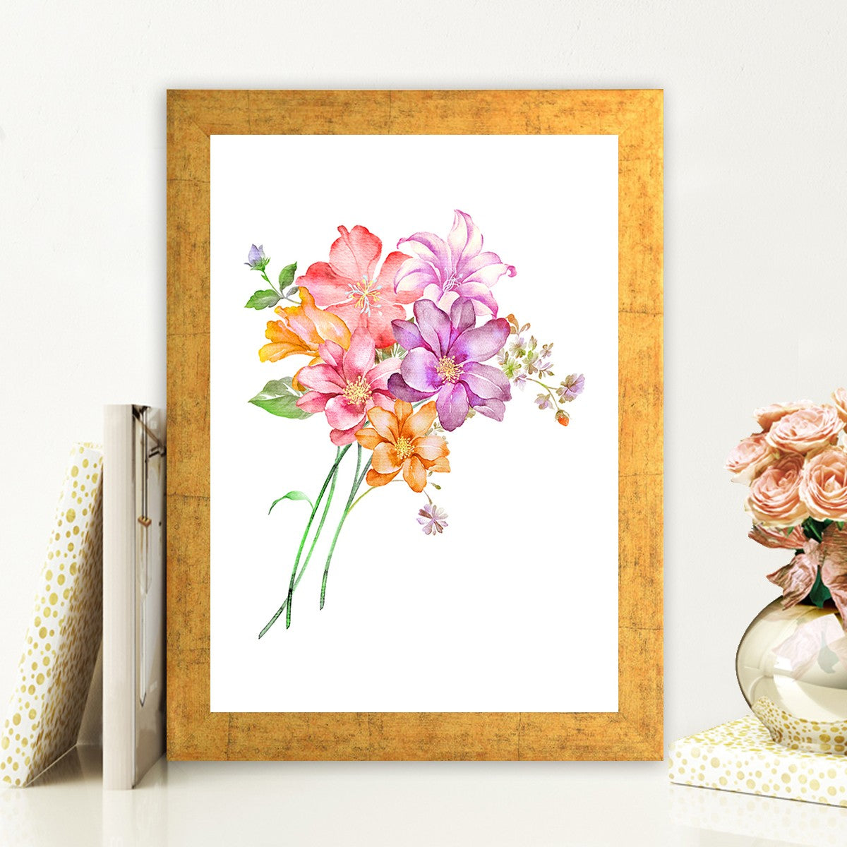 Quadro Decorativo MDF Emoldurado - Arte Multicolor 24x29cm com Moldura de Madeira 2cm