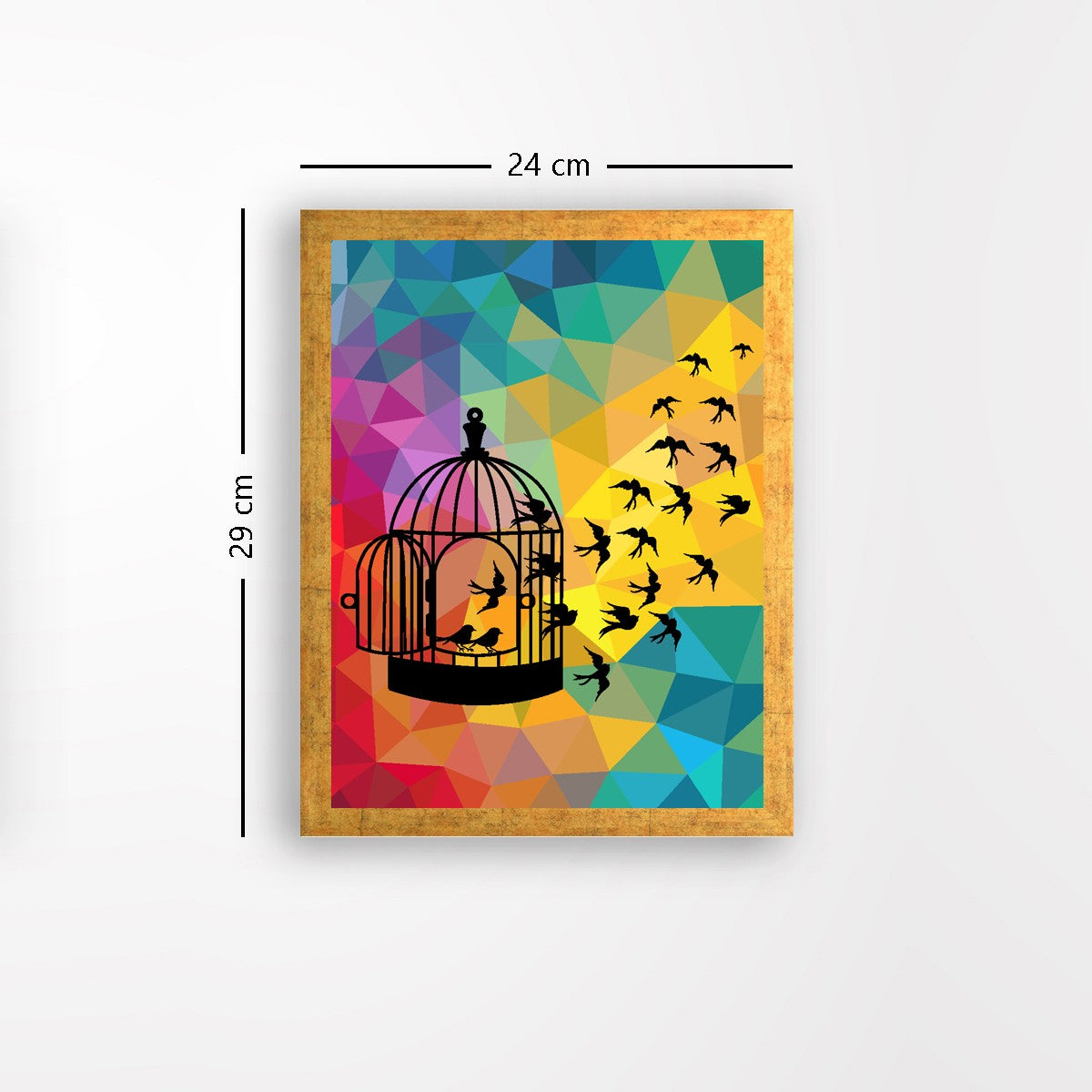 Quadro Decorativo MDF Emoldurado - Arte Multicolor 24x29cm com Moldura de Madeira 2cm